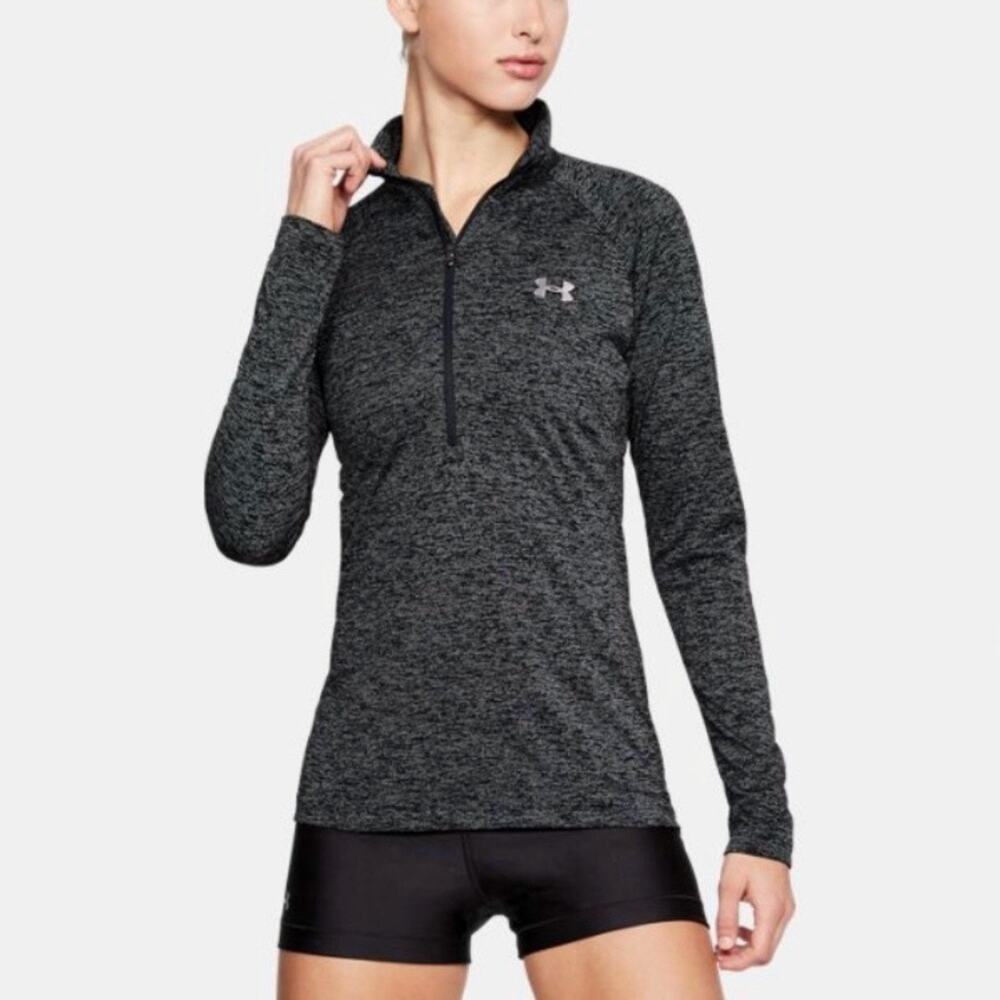 Under Armour Loose Fit Heatgear Quarter Zip Womens Size L Gray Gorpcore Running